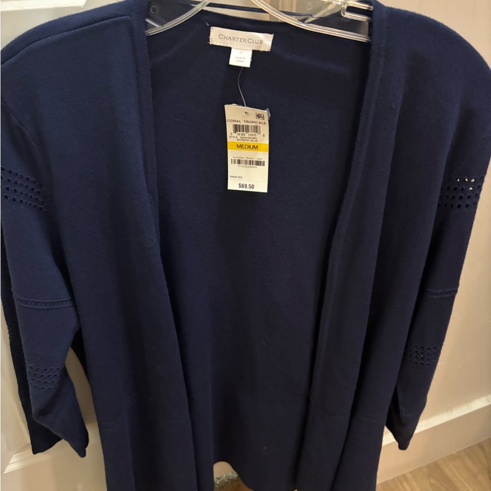 Charter Club Navy Cardigan M
